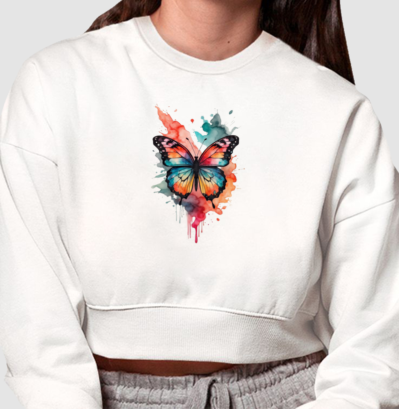 Cropped Aquarela – Borboleta Vibrante