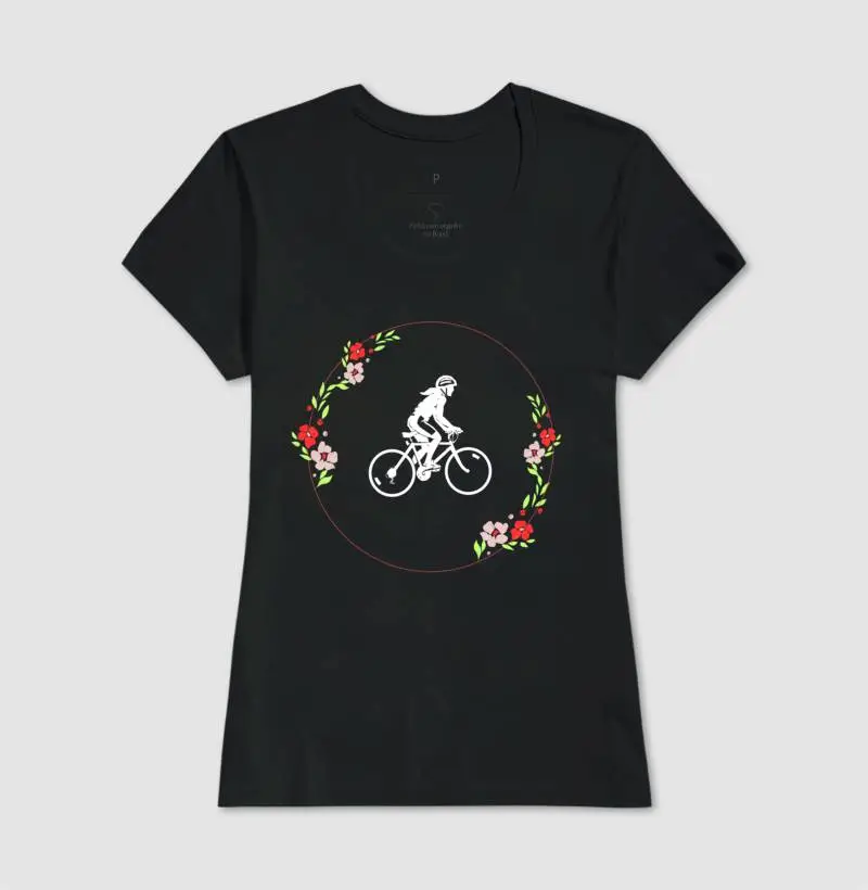 Ciclista dentro do arco de flores.