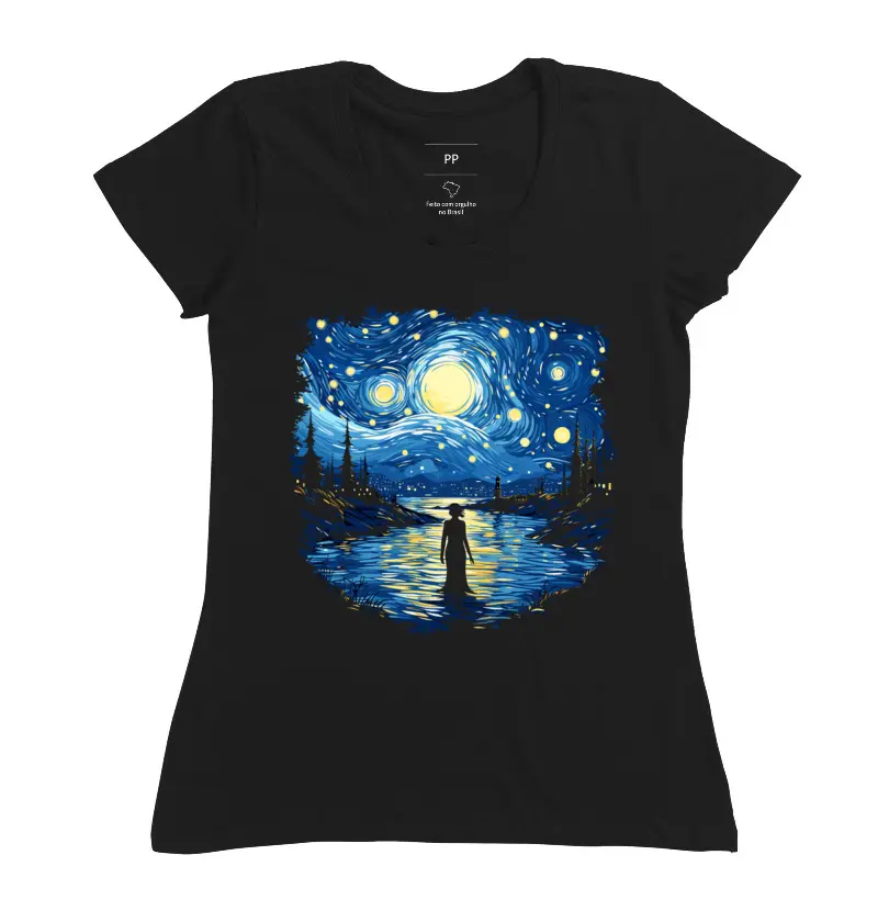Camiseta Silhueta ao Luar Estrelado
