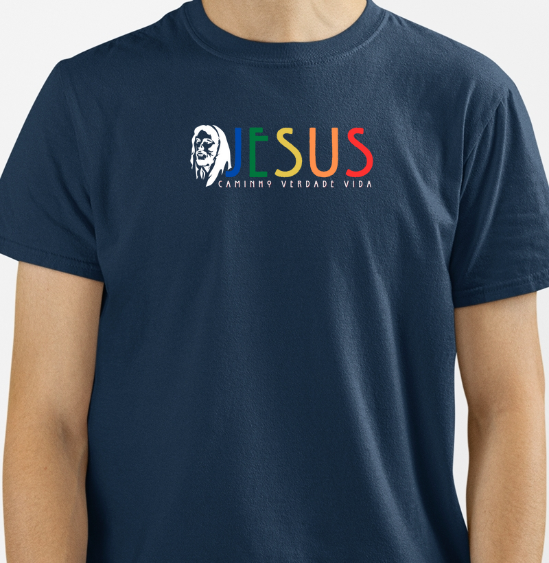 Camiseta Jesus Rosto Preta Masculina