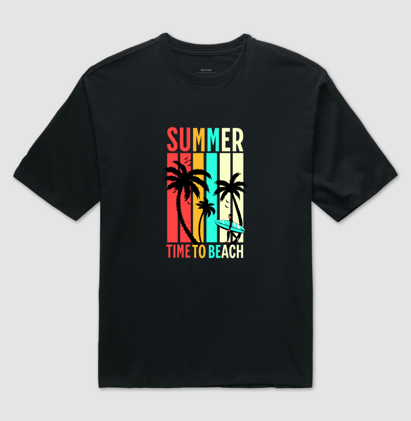 Verão Tropical: Camiseta Oversized - Viva o Clima de Praia