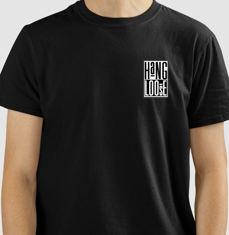 Camiseta Hang Loose Preto Branco Minimalista