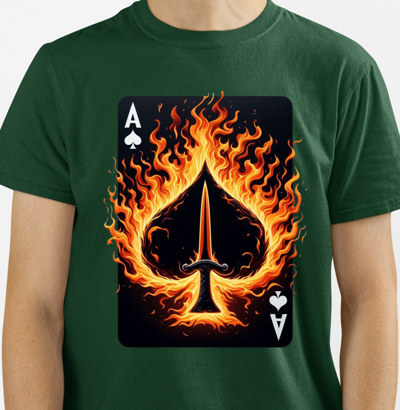 Camiseta com Estampa de Carta Ás de Espadas