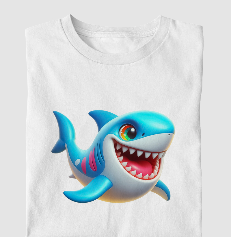 camiseta tubarão azul
