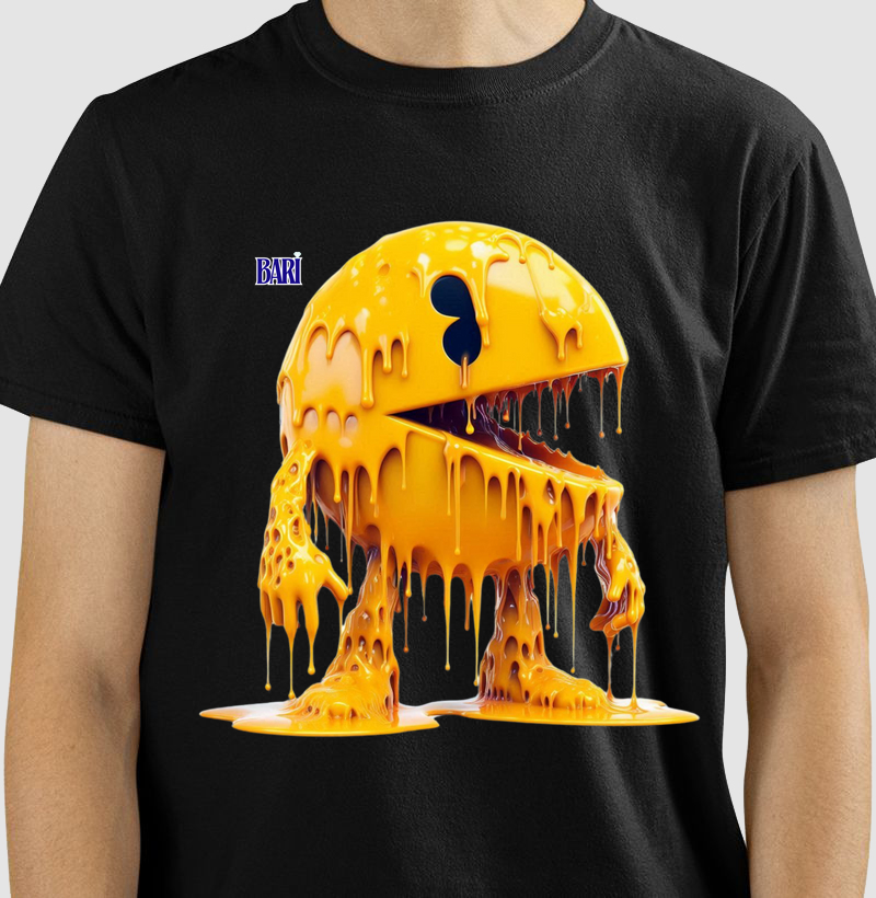 Camiseta com Estampa de Personagem Pixelado Derretendo