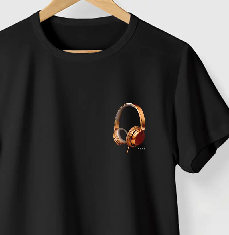 Camiseta HEADFONE - PRETA - (100% Algodão)