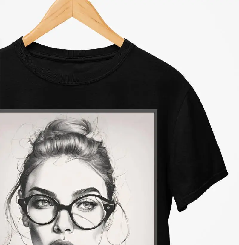 Camiseta Reserva Ink - Desenho Rosto de Mulher de Óculos