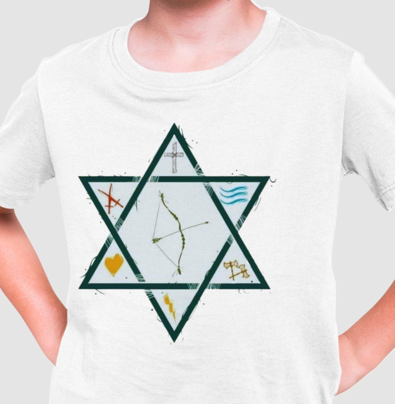 Camiseta infantil Estrela das 7 Linhas da Umbanda 100% Algodão