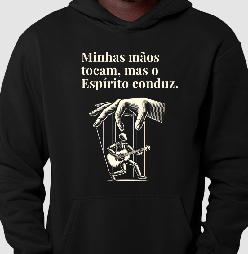 Camisa "Minhas mãos tocam, mas o Espírito conduz."