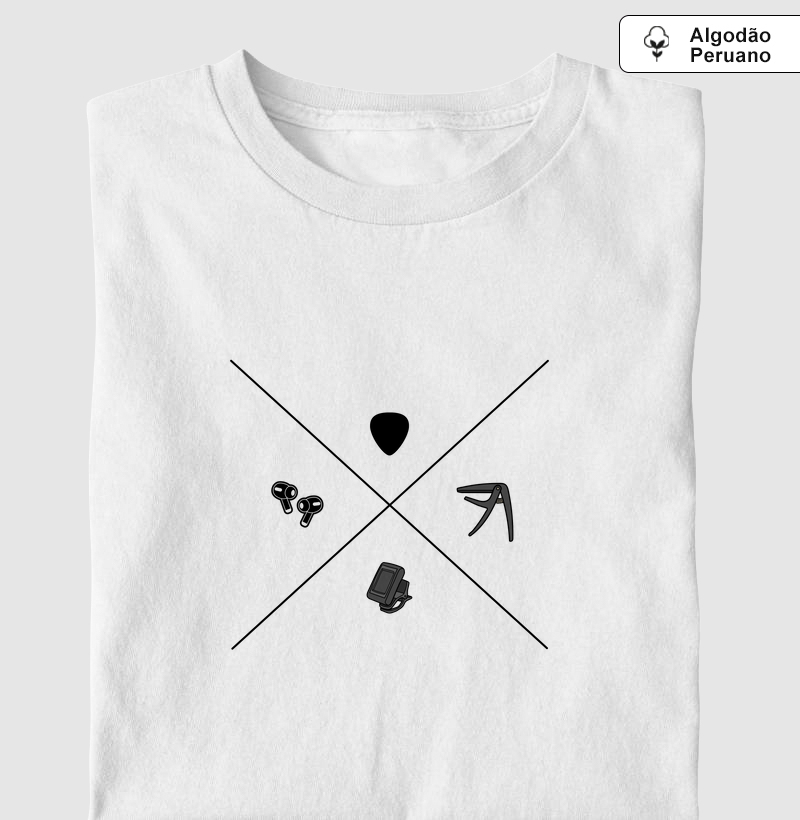 Camisa com os itens básicos dos músicos