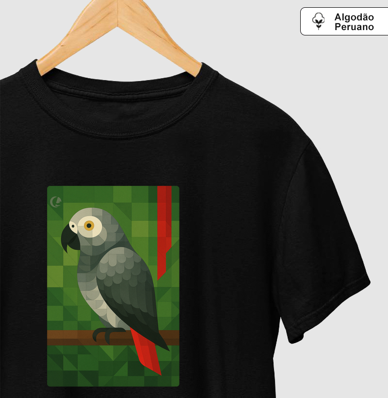 Camiseta Algodão Peruano - Papagaio do Congo Geométrico