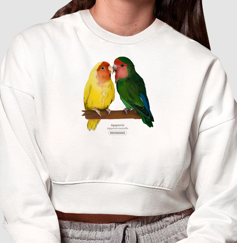 Love Friends - Agapornis roseicollis - Moletom Cropped