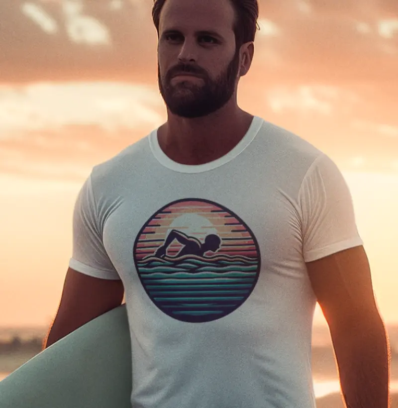 Natação ao nascer do sol V3 | Águas Calmas | Camiseta de natação matinal serena