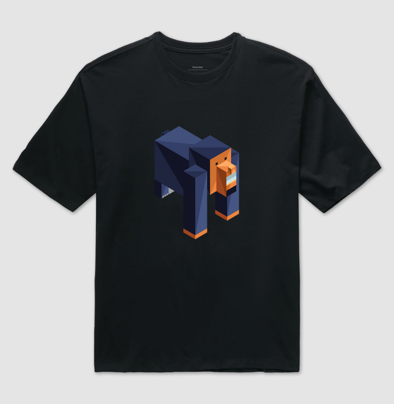 Camiseta Oversized Animalis Gorila Minecraft 100% Algodão