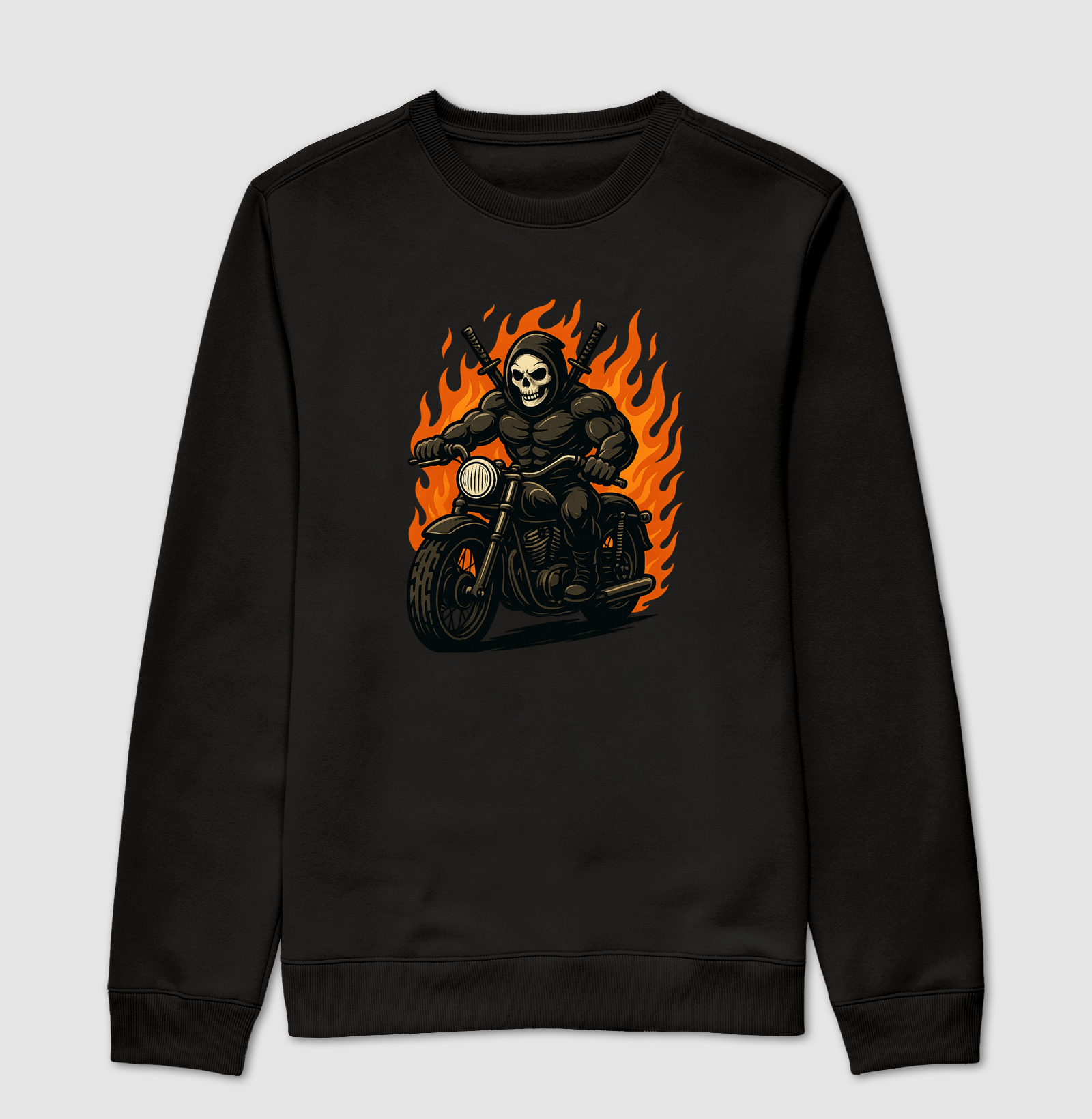 Caveira de Moto com Fogo