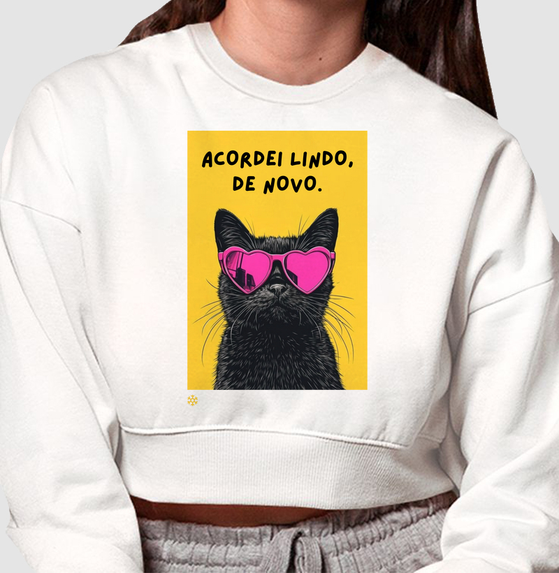 Moletom Cropped Acordei Lindo