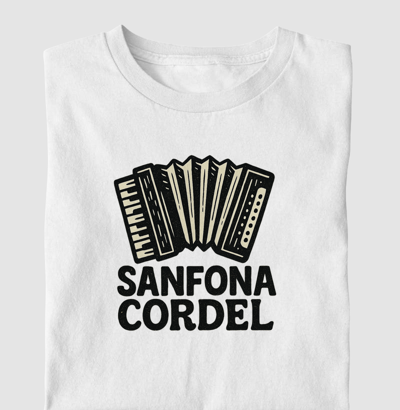 Sanfona estilizada com tipografia rústica