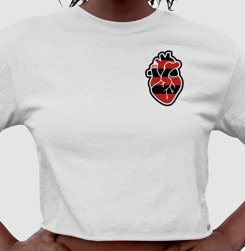 Cropped Coração Vermelho e Branco
