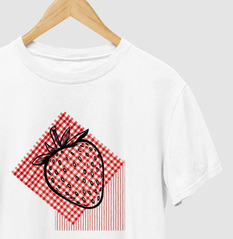 T-shirt morango xadrez