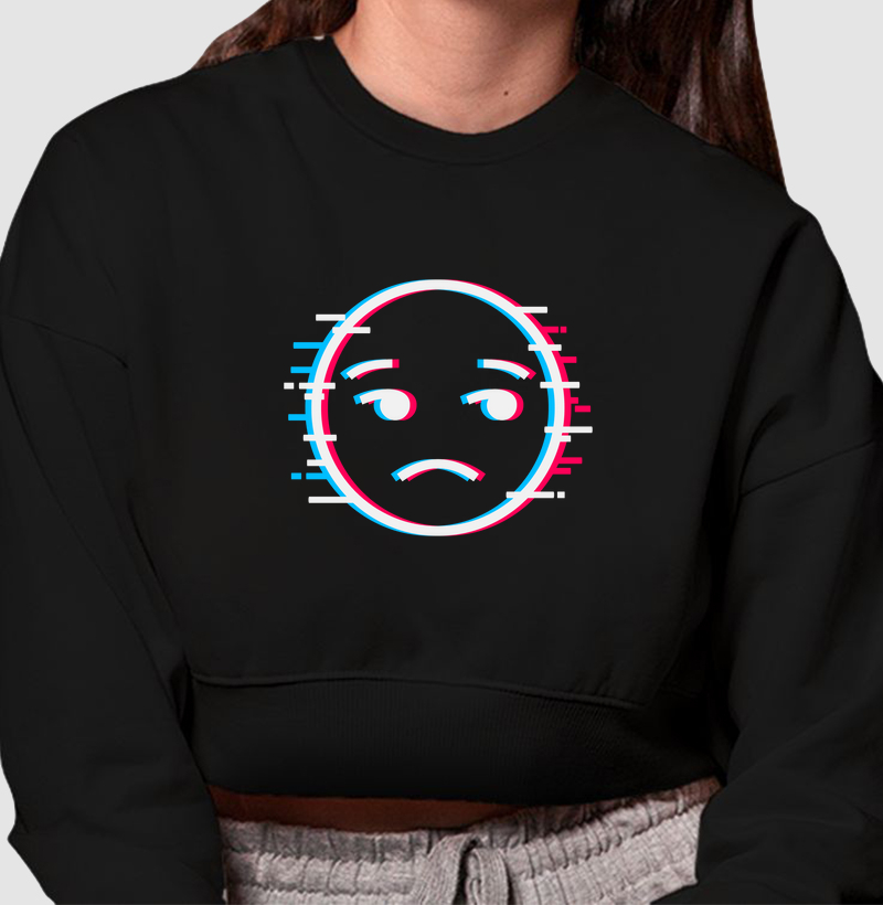 Moletom Cropped Emoticon Glitch