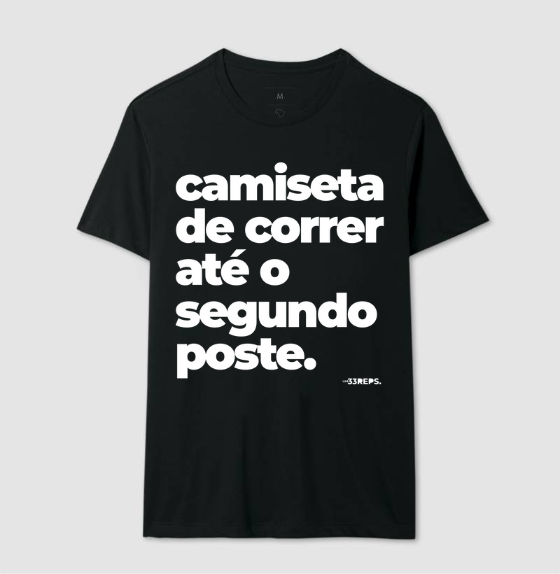 camiseta de correr até o segundo poste