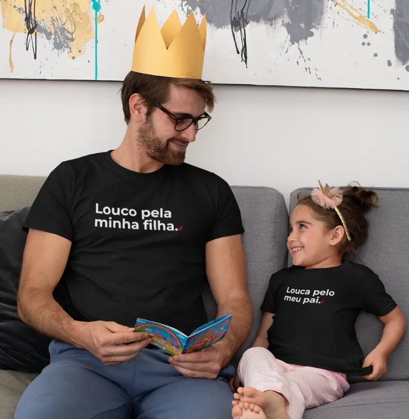 Camiseta Infantil Louca pelo meu pai