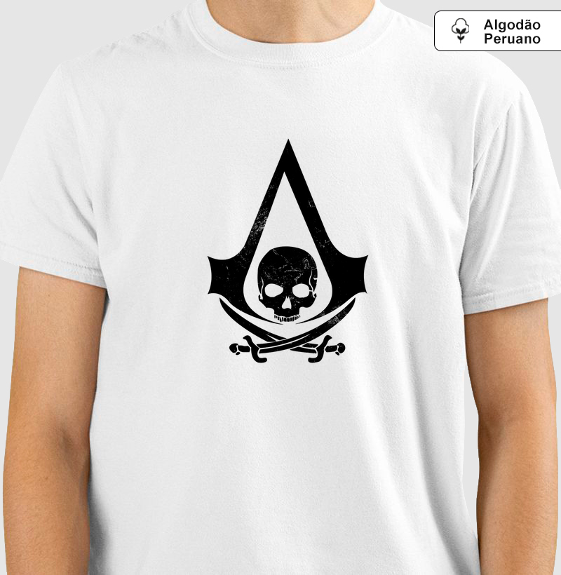 Camisa Algodão Peruano Emblema Assassin's Creed IV (V. Black)