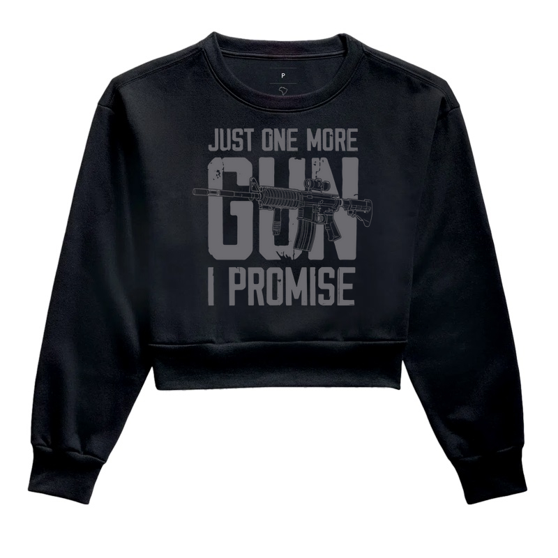 Cropped Moletom Militar Just One More Gun I Promise
