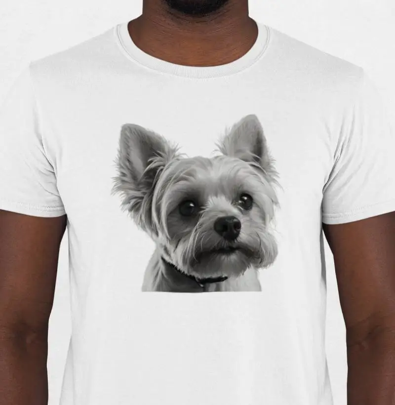 Camiseta Yorkshire preto e branco cabelinho