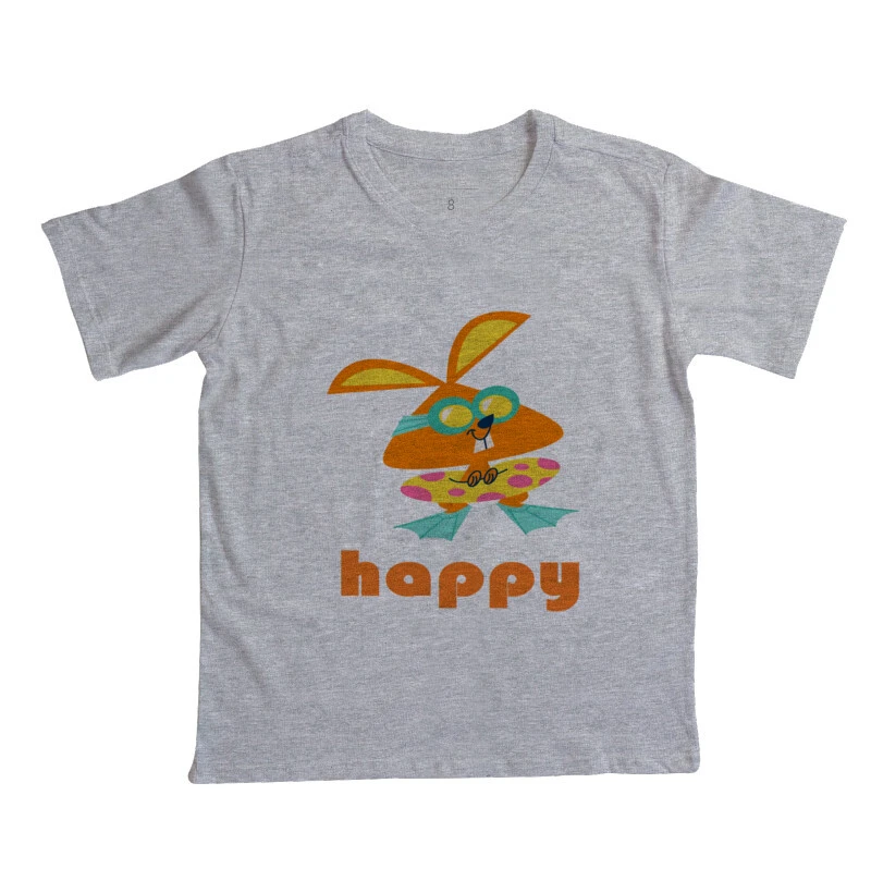 camiseta infantil coelho feliz 