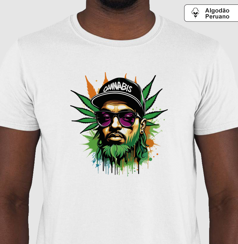 Camiseta Algodão Peruano Cannabis Street Face