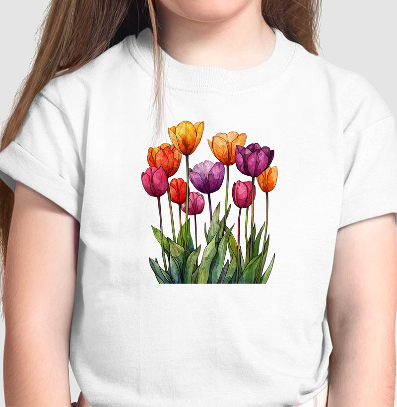 Camiseta Kids Tulipas ao Vento