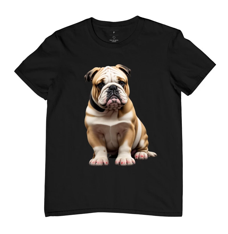 Camiseta Buldogue Inglês caramelo e branco