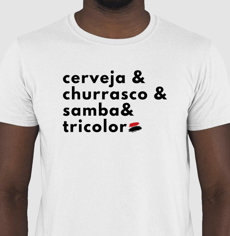 Camiseta Cerveja Churrasco Samba e Tricolor