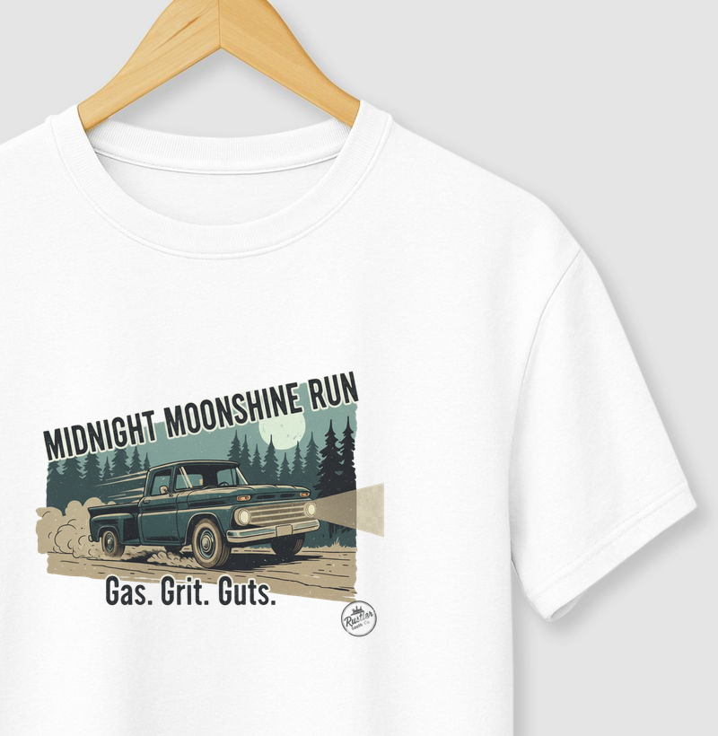 Camiseta Midnight Moonshine Run – Gas, Grit & Guts | Outlaw Truck 