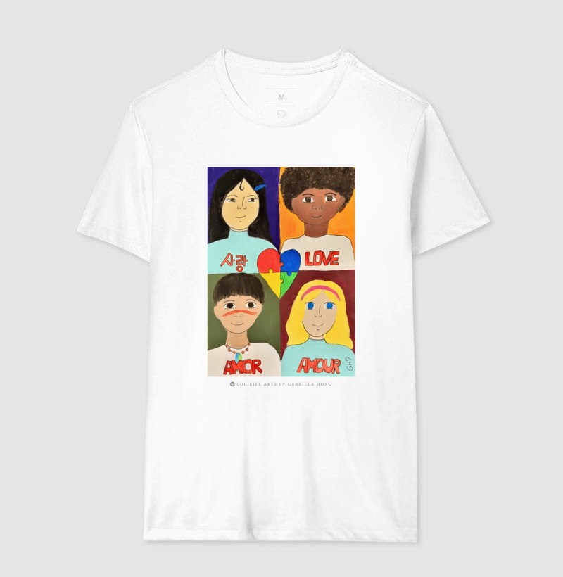 Camiseta Adulto Branca Amour by Gabriela Hong