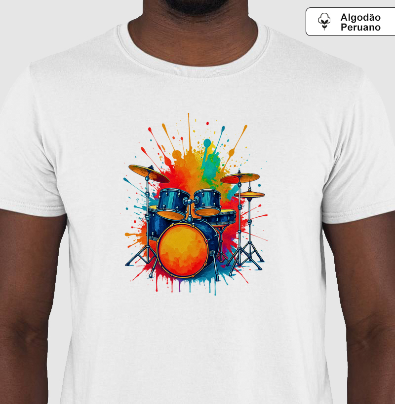 Camiseta Algodão Peruano para Baterista - Sinta o Groove
