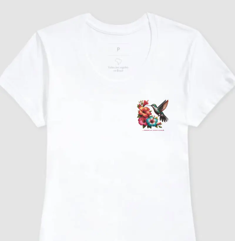 CAMISETA RESERVA.INK MASCULINA E FEMININA TRIBOS.etc SO ELAS BEIJA FLOR E HIBISCOS COLORIDOS