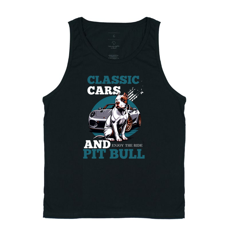 Classic cars and Pit bull enjoy the ride