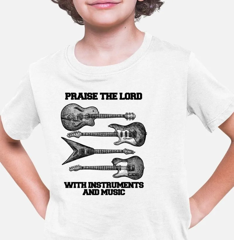 Praise the Lord with instruments and music camiseta infantil qualidade Reserva