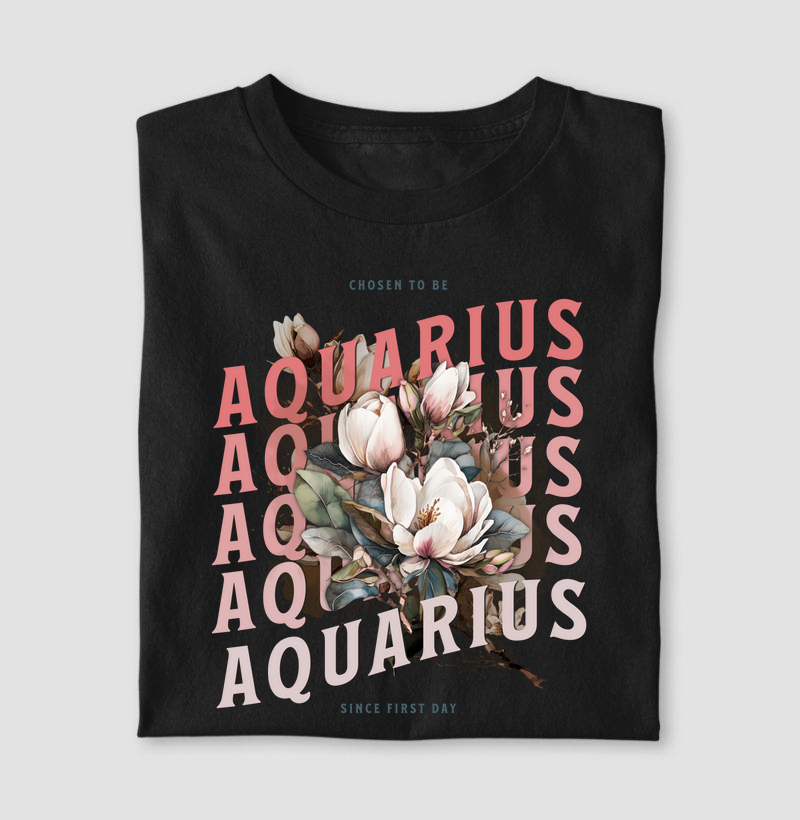 Camiseta Signos AQUÁRIO - AQUARIUS FLOWER