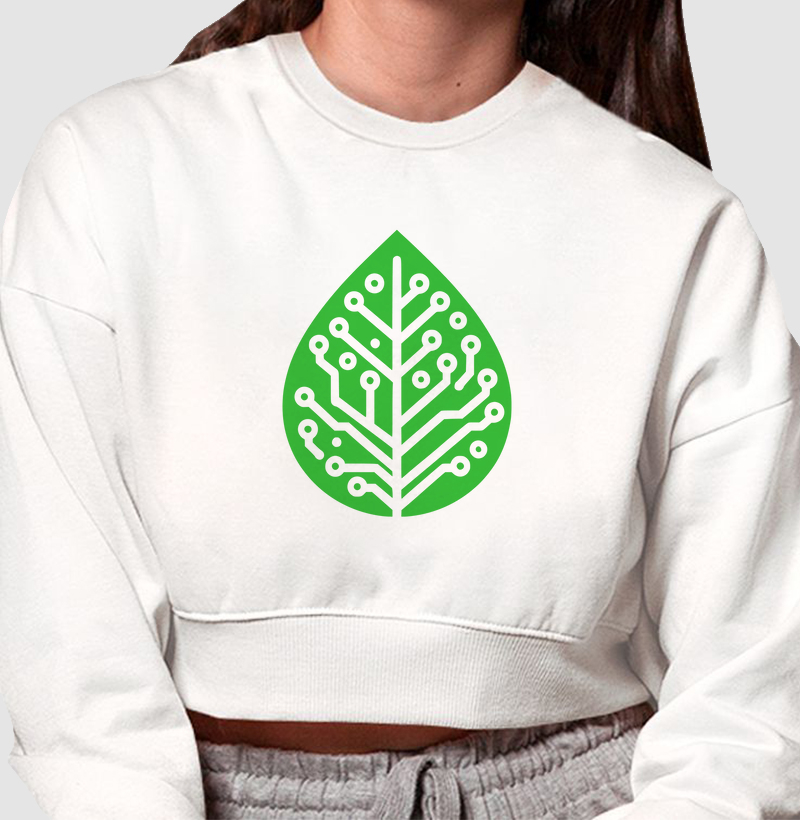 Conexão Verde: Moletom Cropped - Estampa Tech Sustentável