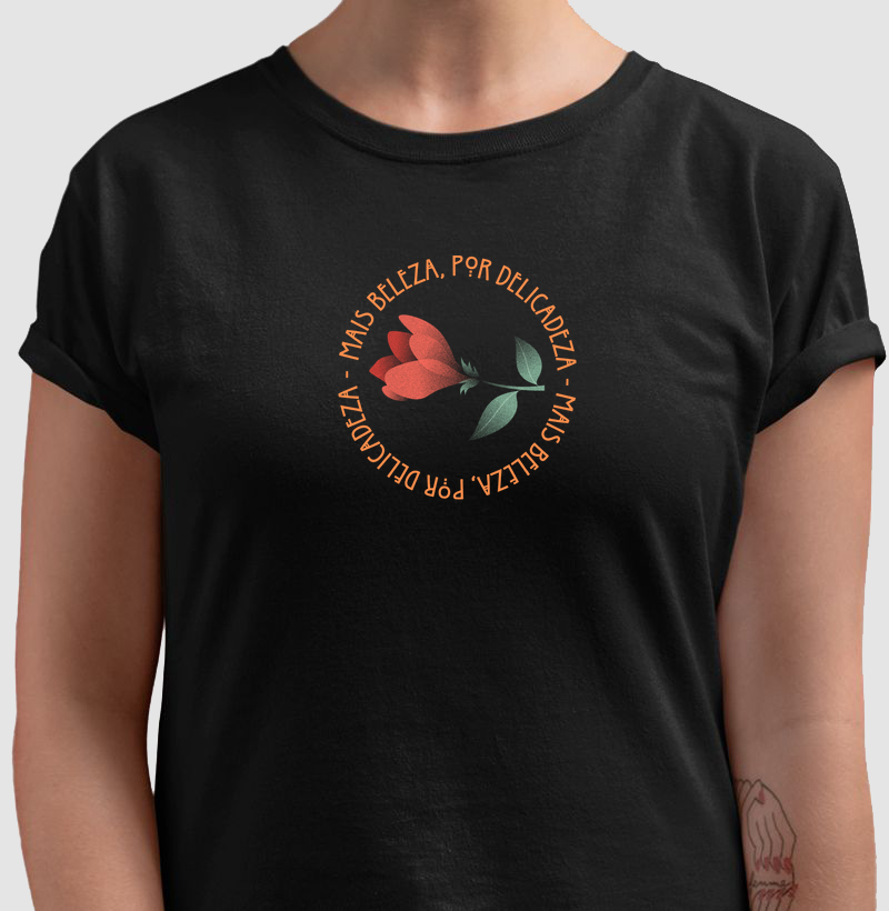 Estampa Rosa Mais Beleza - Preto Fem.