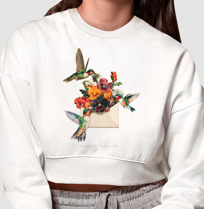 Colagens - Beija-Flores Carteiros - Moletom Cropped