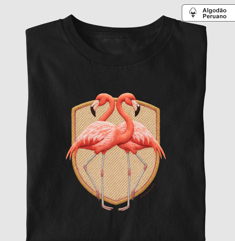 Aves em Linha - Flamingos - Algodão Peruano