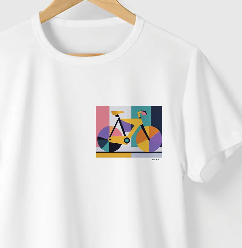 Camiseta BIKE GEOMETRIC - BRANCA - (100% Algodão)