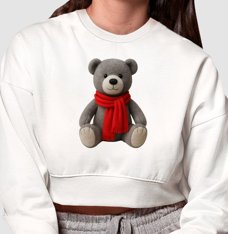 Cropped Moletom Urso Grey