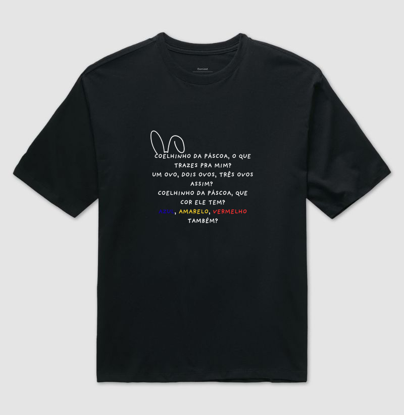 Práxis Camiseta Oversized Colorida Coelhinho da Páscoa 