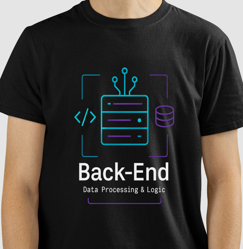 Camiseta Back-End – Data. Logic. Poder invisível. 