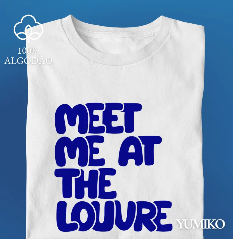 Tshirt em Algodão com Estampa Meet me at the Louvre
